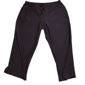 Tek Gear On-the-Go Gear Stretch Pants PL Petite Large Black Zip Pocket Split Hem